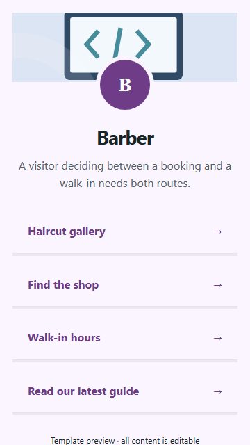 Barber — Resource directory page design
