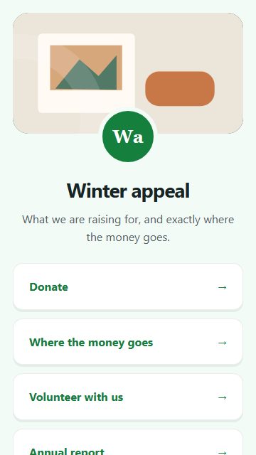Charity appeal page design