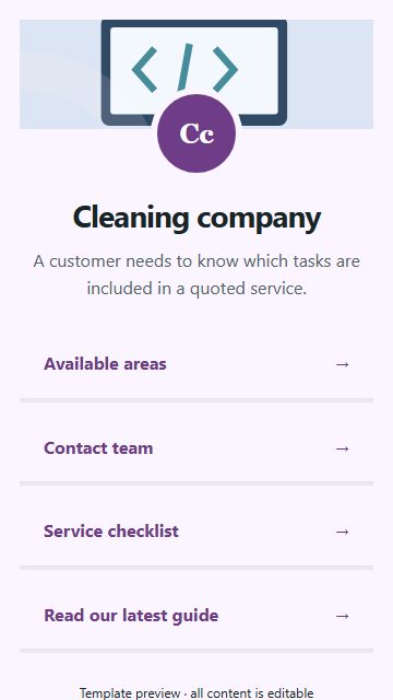 Cleaning company — Resource directory page design