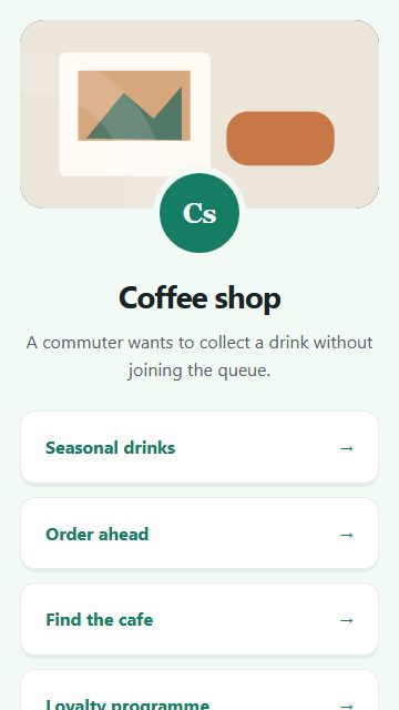 Coffee shop — Welcome hub page design