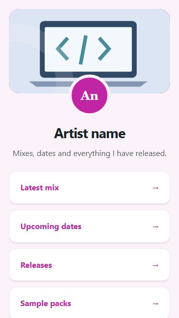 DJ and producer page design