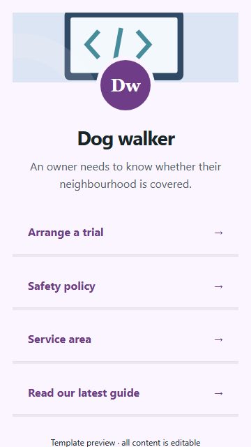 Dog walker — Resource directory page design