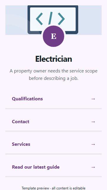 Electrician — Resource directory page design