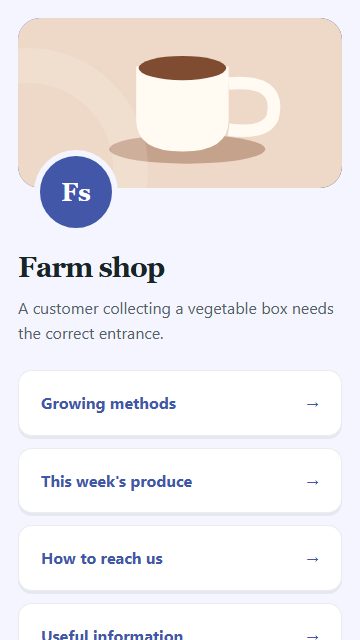 Farm shop — Contact and enquiries page design