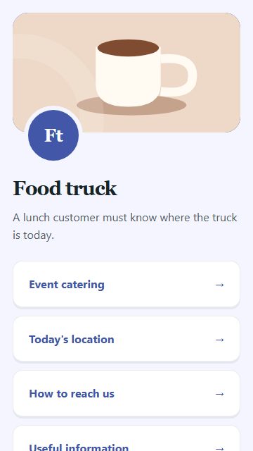 Food truck — Contact and enquiries page design