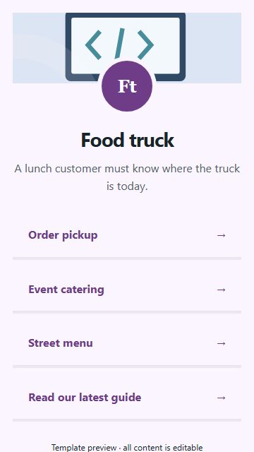 Food truck — Resource directory page design