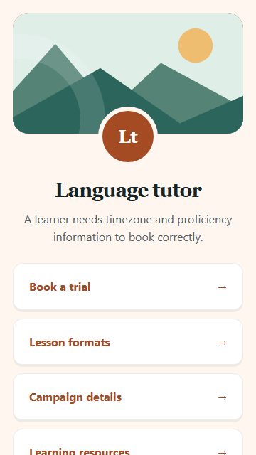 Language tutor — Campaign spotlight page design