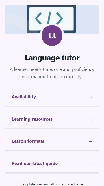 Language tutor — Resource directory page design