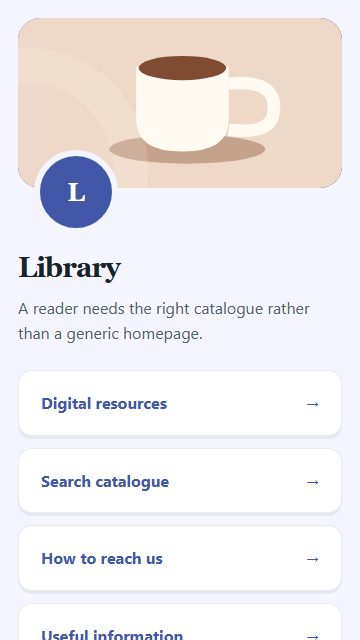Library — Contact and enquiries page design