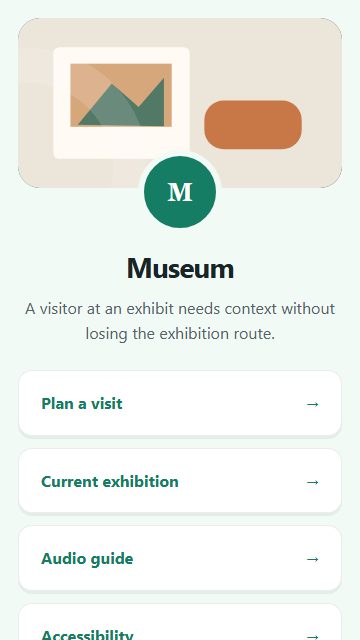 Museum — Welcome hub page design