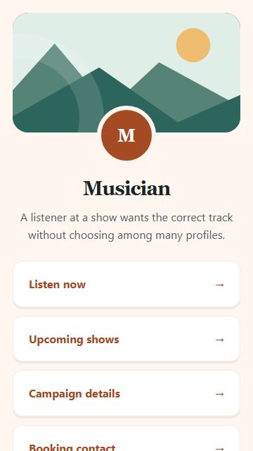 Musician — Campaign spotlight page design
