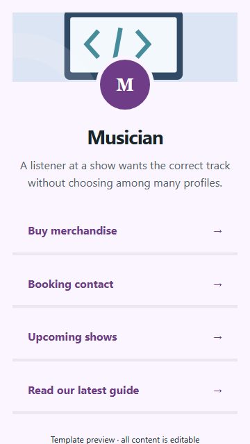 Musician — Resource directory page design
