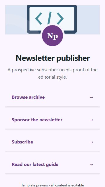 Newsletter publisher — Resource directory page design
