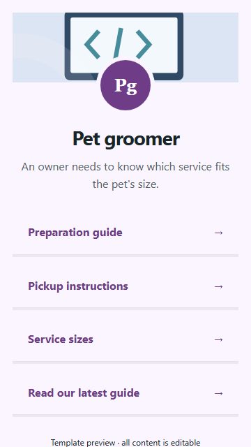 Pet groomer — Resource directory page design