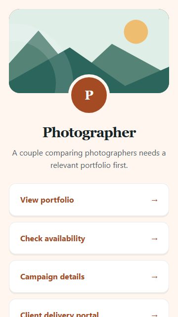 Photographer — Campaign spotlight page design