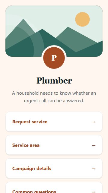 Plumber — Campaign spotlight page design