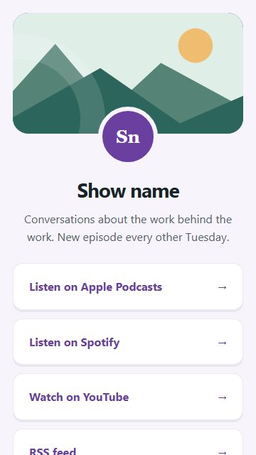 Podcast hub page design