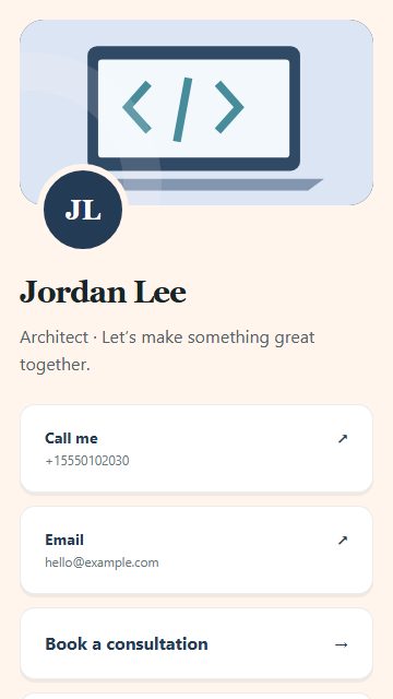 Architect contact card page design