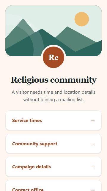 Religious community — Campaign spotlight page design