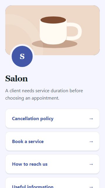 Salon — Contact and enquiries page design