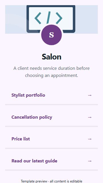 Salon — Resource directory page design