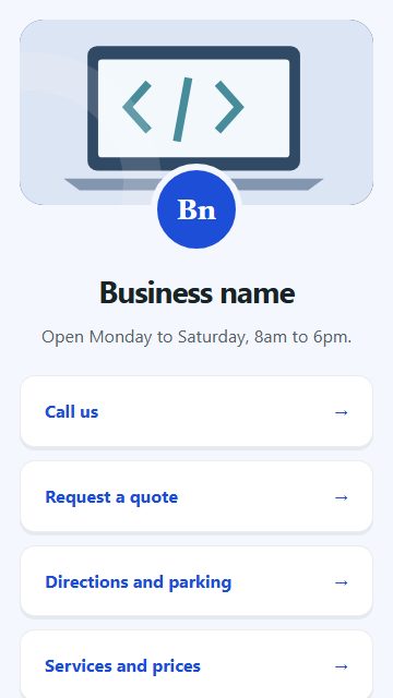 Small business page design
