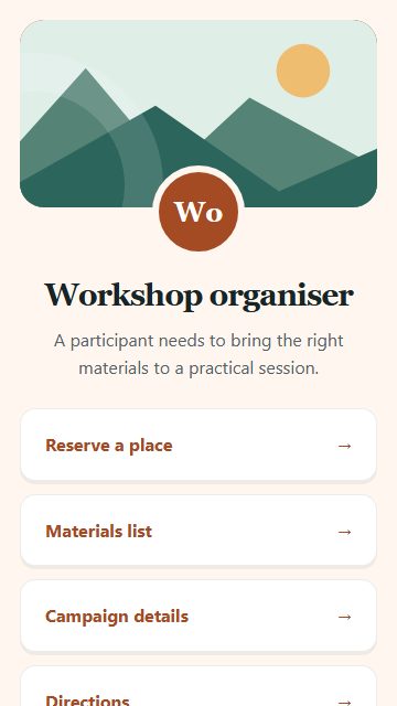 Workshop organiser — Campaign spotlight page design