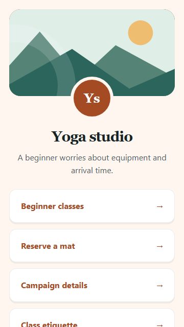 Yoga studio — Campaign spotlight page design